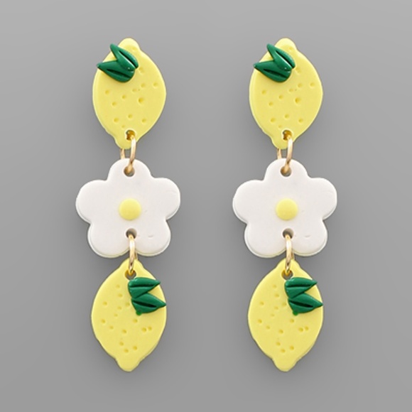 Lemon Theme Clay Earrings - Picture 1 of 2